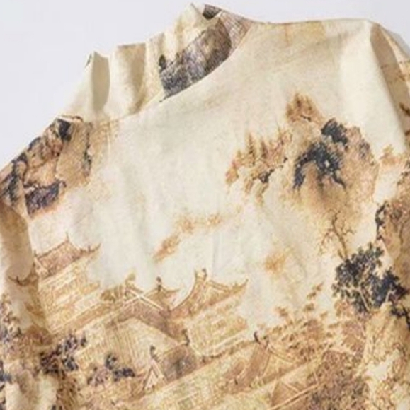 Japanese Tan Five Point Sleeved Kimono Jacket Size M - Picture 4 of 9